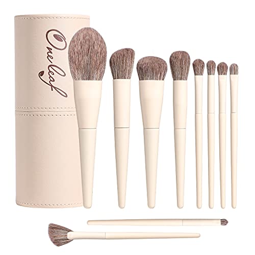 Oneleaf Makeup Brushes 12 Pcs Premium Synthetic Bristles Makeup Kit,Kabuki Foundation Blending Face Powder Blush Concealers Eye Shadows Brush Make up Professional Brushes Set with Gift Box (White)