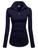 NEARKIN Women Long Sleeve Turtleneck Pullover Zip Active T Shirt Comfy Cute Tops