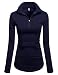 NEARKIN Women Soft Fleece Lined Comfy Slim Cut Upturned Collar Zipup Tshirts