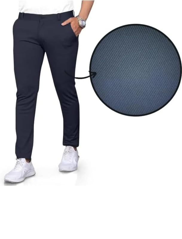 Image of VIJETA Garments for Men Lycra Blend Formal Trousers ? Smart Fit Office Wear Pants with Elastic Waistband & Zip Fly