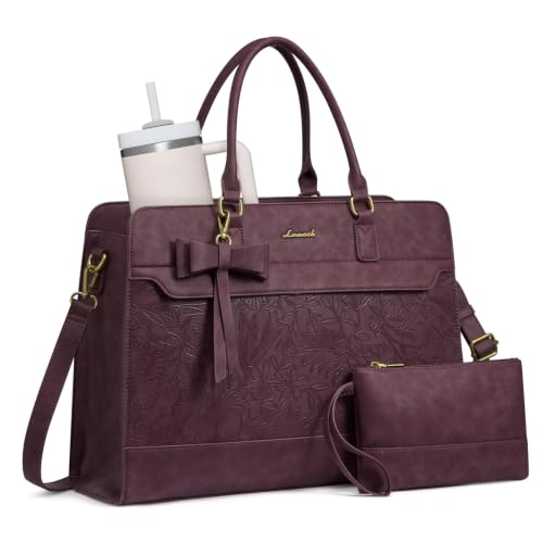 Image of LOVEVOOK Laptop Tote Bag for Women,Leather Work Bag, Waterproof Business Teacher Bag,Large Computer Handbag Purse Briefcase,Office Gifts for Women