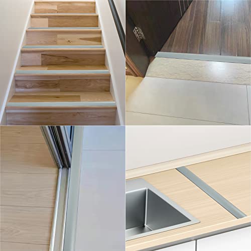 Yuzzy Floor Transition Strip Flexible Threshold Strips Self Adhesive Floor Cover Strips 2" Wide Carpet To Tile Transition Strips Vinyl Floor Flat Divider Strips Floor Gap Covering Trim 10 Ft Gray #TOP5