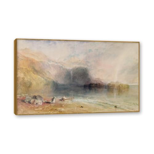 Peinture Romantisme Anglais de Turner en cadre teck 40x64cm