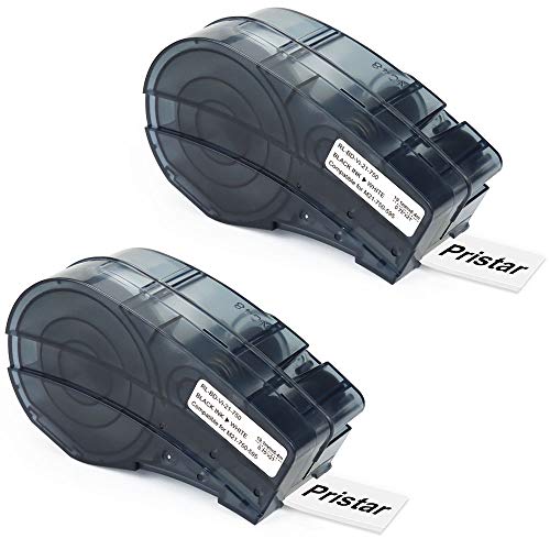 Pristar Compatible Label Tape Replacement for M21-750-595 High Adhesion Vinyl 0.75 in Labels Tape 3/4" x 21' Work for Handheld Label Printer, Black on White, 2 Pack