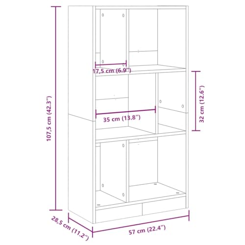Estantería gris hormigón modular de madera con 6 compartimentos y estantes para almacenamiento 4
