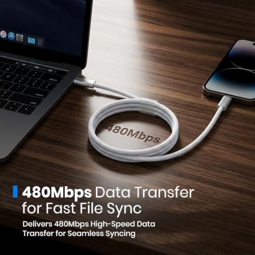 Image of Verilux 2Pcs PD 240W Type C Cable Fast Charging 6.6FT /2M, Nylon Braided C Type Charger Cable with 480Mbps Data Synch Support E Marker Chip for iPhone 17 /16 /15, Galaxy S26 /S25 /S24, Macbook, iPad