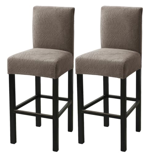 Image of HAOYONG Bar Stool Covers, Stretch Counter Stool Pub Chair Slipcover Washable Counter Height Chair Covers for Kitchen Dining Room Cafe Set of 2 (Coffee)