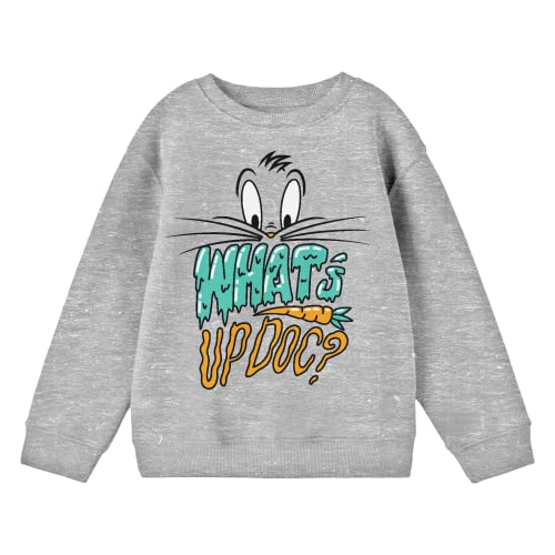 Bioworld Looney Tunes Bugs Bunny What's Up, Doc? Youth Heather Gray Crew Neck Sweatshirt - Main Image