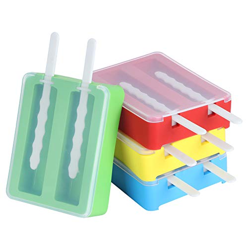 Herramienta de bricolaje de bricolaje de moldes para moldes de crema de silicona de 2 gridas con cubierta y palos, material de grado alimentario sin palanca, para usar y, seguro