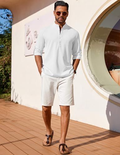 COOFANDY Men's Henley Shirt Long Sleeve Lightweight Casual T-Shirt Summer Beach Hippie Tee Shirt4