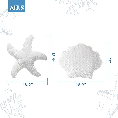 Aels OCEAN THROW PILLOWS Coastal Throw Pillows Set Of 2, Starfish Shell Pillows thumb #2