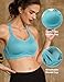 ZeroBound Women's High Impact Sports Bra Criss-Cross Back Padded Strappy Sports Bras Full Coverage Padded Racerback Bras Adjustable Wirefree Push Up Bras (Blue Green, 36C)
