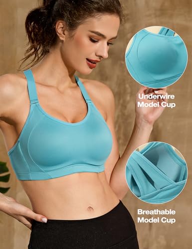 Image of ZeroBound Women's High Impact Sports Bra Criss-Cross Back Full Coverage