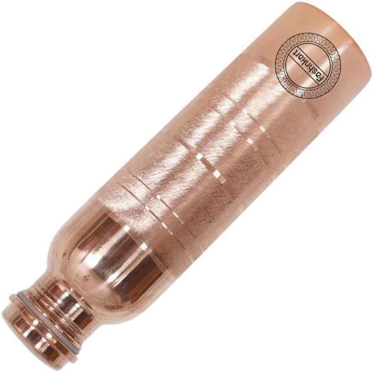 Pure Copper Water Bottle Silver Touch 25,36 oz Leak Proof Design Vessel Ayurveda Health Pitcher for Fitness Sports Yoga 750 ml Set of 6