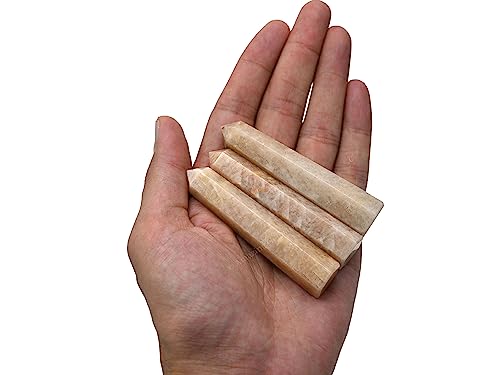 Image of Amazing Gemstone Cream Moonstone Crystal Towers - Natural Healing Crystal Point Obelisk for Reiki Healing and Crystal Grid (3 inch to 4 inch INCH)