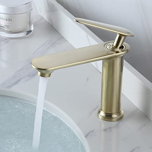 Robinet en cuivre noir et or de luxe QYYZTQY mitigeur haut de gamme pour meuble de toilette