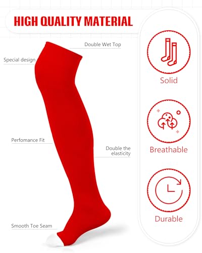 Image of Panitay 2 Pairs Over The Knee Baseball Socks High Football Softball Socks Sport Extra Long for Boys Girls Youth Women Men