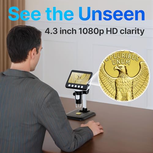 Coin Microscope, 4.3" LCD USB Digital 1000X Coin Magnifier with 8 Adjustable LED Lights, 1080P PC View Compatible with Windows/MacBook for Adults Kids - Image 3