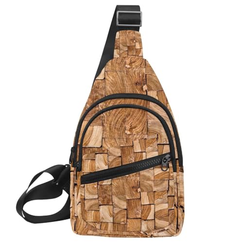 Sac à bandoulière pour homme et femme motif bois de randonnée multicolore léger