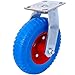 ZenithX 2PCS 8IN Caster Flat Free Wheel, Swivel Caster Wheel,Steel Hub with Ball Bearings, 5/8-Inch Bore Centered Axle -Blue