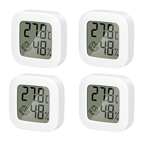 Luftfeuchtigkeitsmesser Innen, QeeFop 3x Mini LCD Digitales Thermometer Hygrometer, Raumthermometer Innen Raum Feuchtigkeitsmesser Zimmerthermometer mit Smiley-Indikator für Babyzimmer Gewächshaus Cover