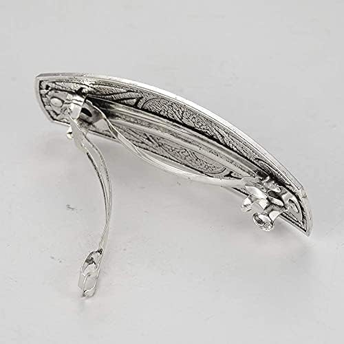 Dreamtimes Fashion Vintage Celtic Knot Hair Clip Metal Barrettes Hair Accessories Pattern Engraved Headwear Styling Gifts for Women Girls (Silver)