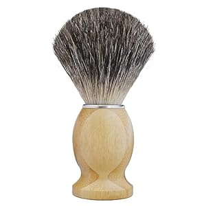 Handmade Shaving Brush with Badger Hair for Wet Shave,Wood Handle Hair Salon Tool, Beard Cleaning Tool for Safety Razor,Double Edge Razor, Straight Razor or Shaving Razor (Bamboo,Badger hair)