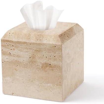 WORHE Tissue Box Cover Italy Natural Travertine Stone Heavy Duty ...