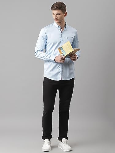 Image of Thomas Scott Men's | Solid | Full Sleeve | Regular Fit | Cotton Blend | Button Down | Single Pocket | Casual Shirt