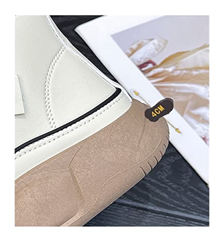 Tzsaixeh Women Heightening Thick Sole Shoes, Wide Width Trendy Heightening Chunky Leather Ankle Booties Platform Shoes (Color : Brown, Size : 8)2