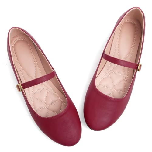 Image of TN TANGNEST Leather Flats for Women Retro Mary Jane Flats