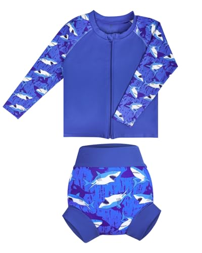FLYISH DIRECT Baby Schwimm Set Langärmeliger Schwimmshirt + Schwimmwindel für Babys mit Sonnenschutz für Jungen und Mädchen S