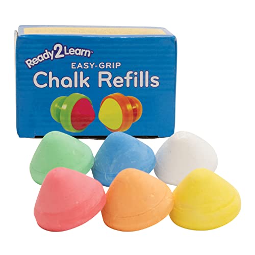 Image of READY 2 LEARN Easy Grip Chalk Refills - 6 Colors - Ages 18m+ - Non-Toxic Toddler Sidewalk Chalk - Handles Sold Separately