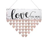 WINOMO Family Birthday Board Plaque DIY Hanging Wooden Birthday Reminder Calendar with 50pcs Wooden Hearts