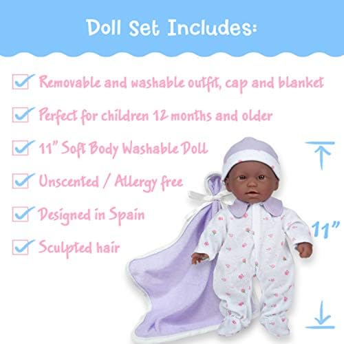 image for JC Toys La Baby African American Baby Doll Set – 11 Inch Soft Baby D