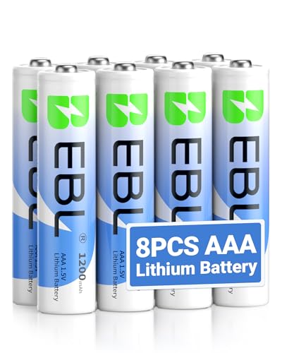 EBL AAA Batterien 1 5V Lithium AAA Batterien 8er Pack maximale Leistung für Geräte mit hohem Stromverbrauch (Nicht wiederaufladbar)