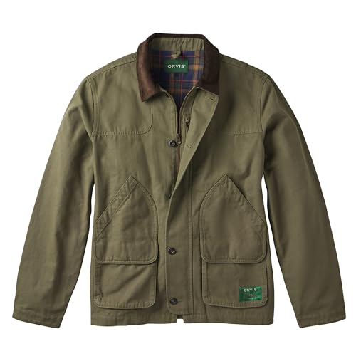 Orvis Heritage Field Coat for Men - Classic Waxed Mens Field Jacket with Pockets, Zip Front, Button-Closed Storm Flap
