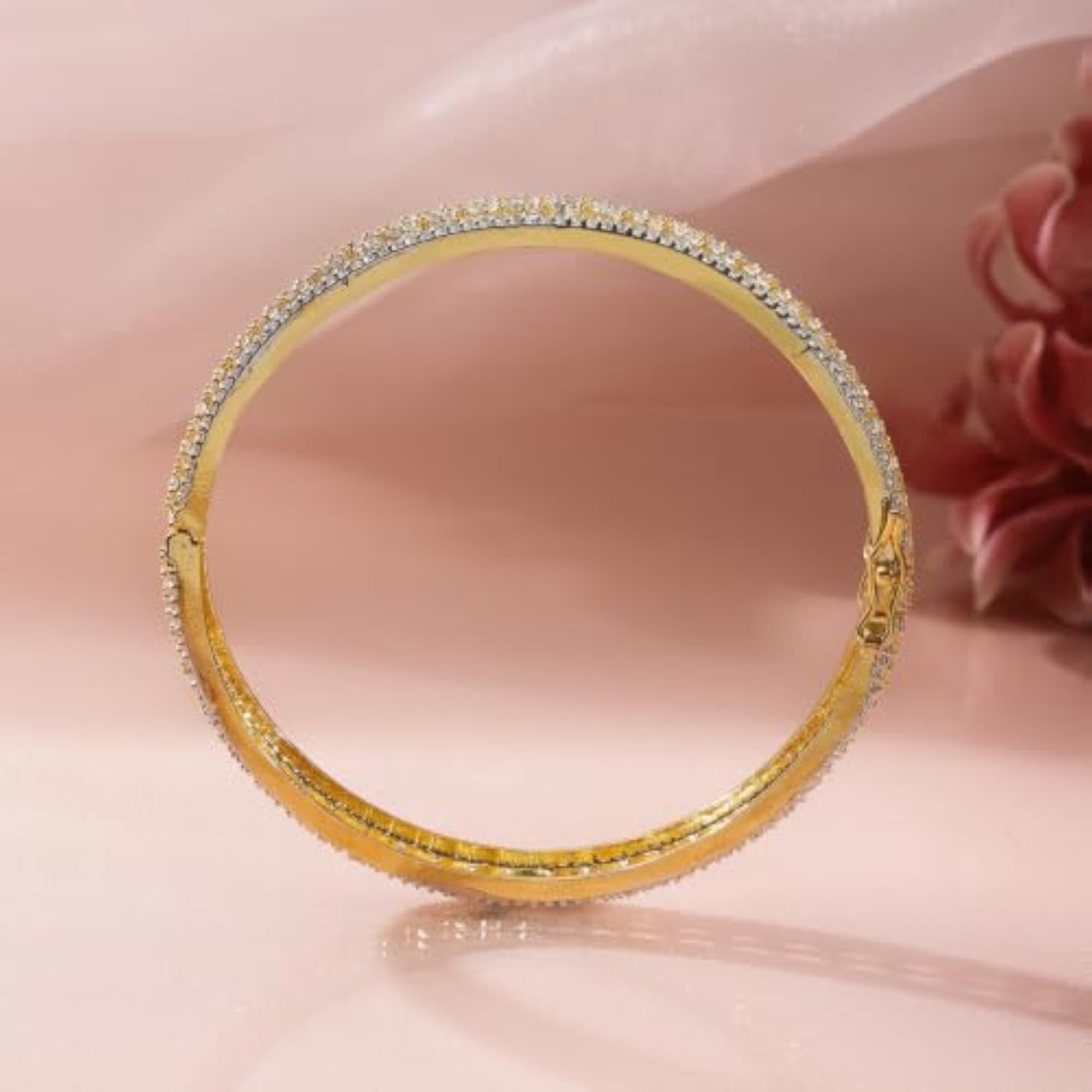 Gold Plated Zirconia Traditional Wedding Bangles Set