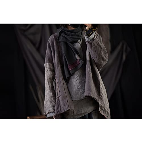 NFYM Vintage Grey Linen Trench Coat – One Size Loose Fit Cardigan - Image 5