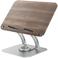 Tounee Buchständer, Verstellbarer Buchhalter mit 360° drehbarer Basis, Kochbuchständer, Rezeptbuchhalter mit elastischen Seitenklammern für Musikpartituren, Rezepte - Silber