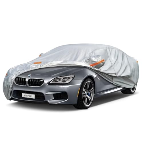Kayme Sedan Car Cover Fit for BMW 6 Series (2011-2019) Automobiles All Weather Waterproof, Outdoor Cover Sun Rain Protection, with Lock and Zipper Doo