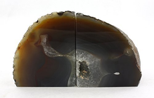 Crystal Allies Gallery: Pair of Polished Agate Geode Halves Bookends w/Authentic Stone Card - 1lb to 3lbs