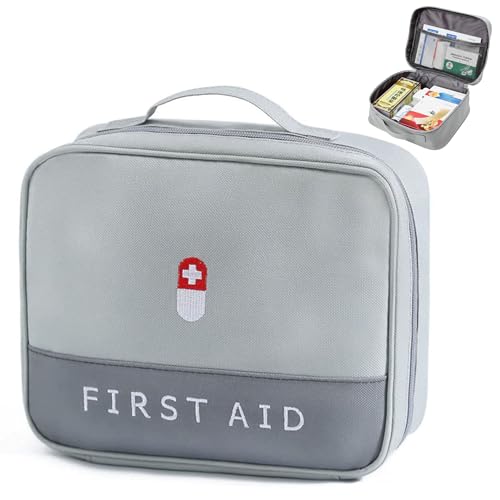 Image of Handcuffs Medicine Pouch Empty First Aid Organizer for Travel Bag Portable Mini Medical Storage Bags for Home, Car, Office (Grey)