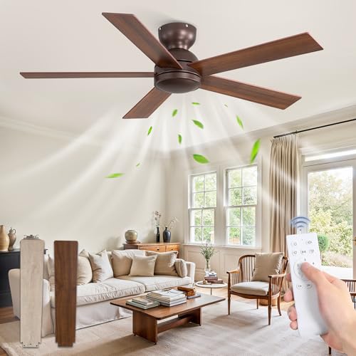 Image of Fanbulous 48 Inch Flush Mount Ceiling Fan without Light, Brown&Farmhouse