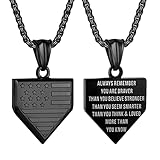 ZRAY USA Flag Baseball Plate Necklace for Men Personalized Bible Verse Shield Pendant Stainless Stee