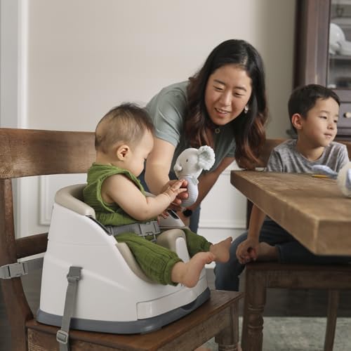 Ingenuity 2 in 1 Sitzerhöhung Stuhl, Babysitzerhöhung & Kleinkindersitz mit abnehmbaren Tablett, Essen & Fütterung Sitz für Kleinkinder, leicht zu reinigen, ideal für unterwegs, Beige, ab 6 Monaten