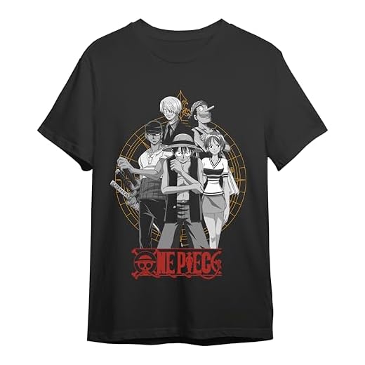 Comic Studio One Piece Camiseta | Monkey D. Luffy, Zoro, Sanjo, Nami & Usopp | Negro | M T-Shirt, Unisex