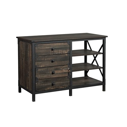 Sauder Steel River Office Credenza, Carbon Oak Finish