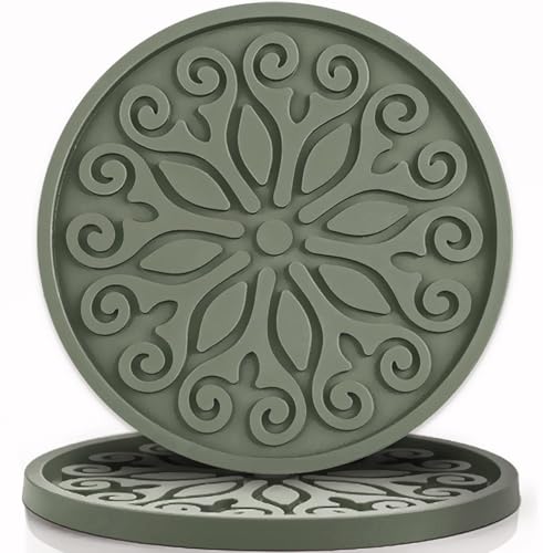Silicone Coasters for Drinks,Resistant Reusable Drink Coasters-Great Gift for Birthday, Housewarming,Room Decor,Holiday Party (2-Desert Sage)
