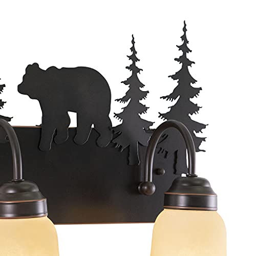 Bozeman 2 Light Bronze Rustic Bear Bathroom Vanity Fixture #TOP4